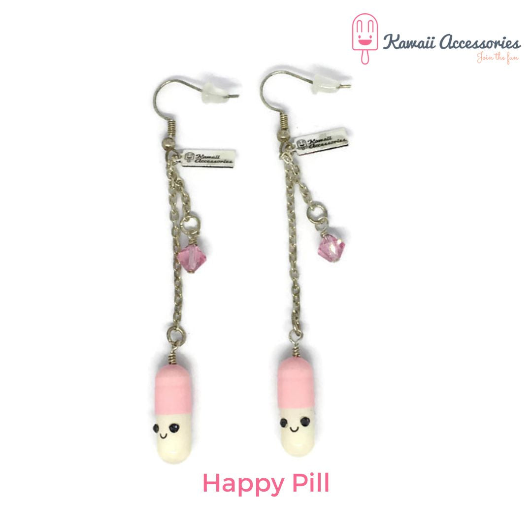 Oorbellen - verzilverd en met o.a. hars bedels - Kawaii style