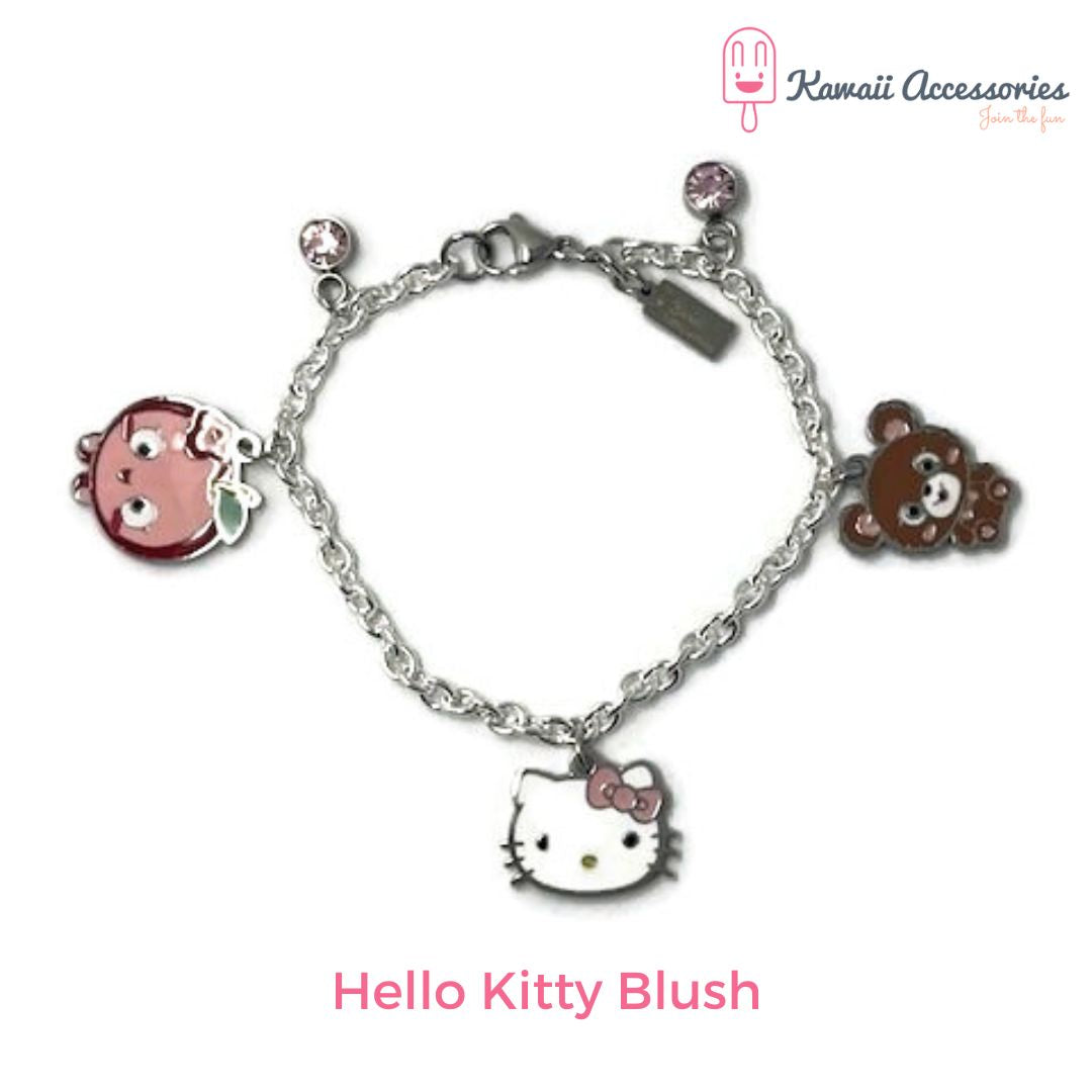 Bedelarmband - verzilverd met RVS bedels - Kawaii thema's