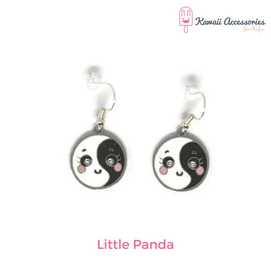 Oorbellen - verzilverd met RVS bedels - Kawaii style