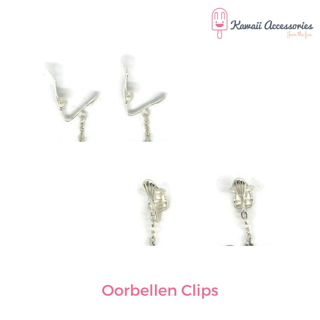 Oorbellen - verzilverd met RVS bedels - Kawaii style