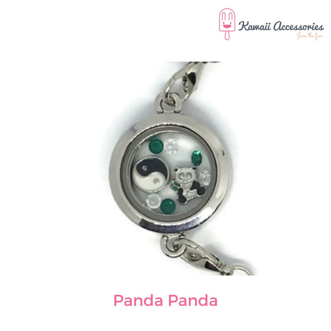 Medaillon armband - locket gevuld met floating charms - Kawaii thema's