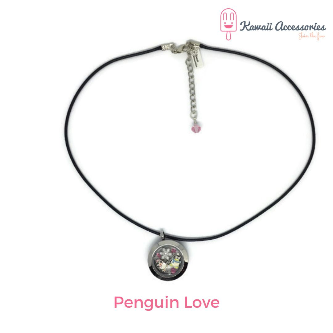 Medaillon ketting - locket gevuld met floating charms - Kawaii thema's
