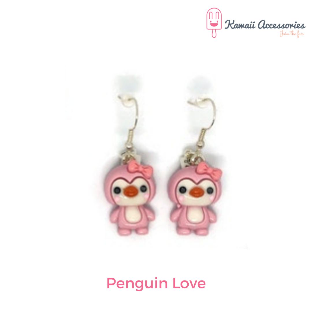 Oorbellen - verzilverd en met o.a. hars bedels - Kawaii style