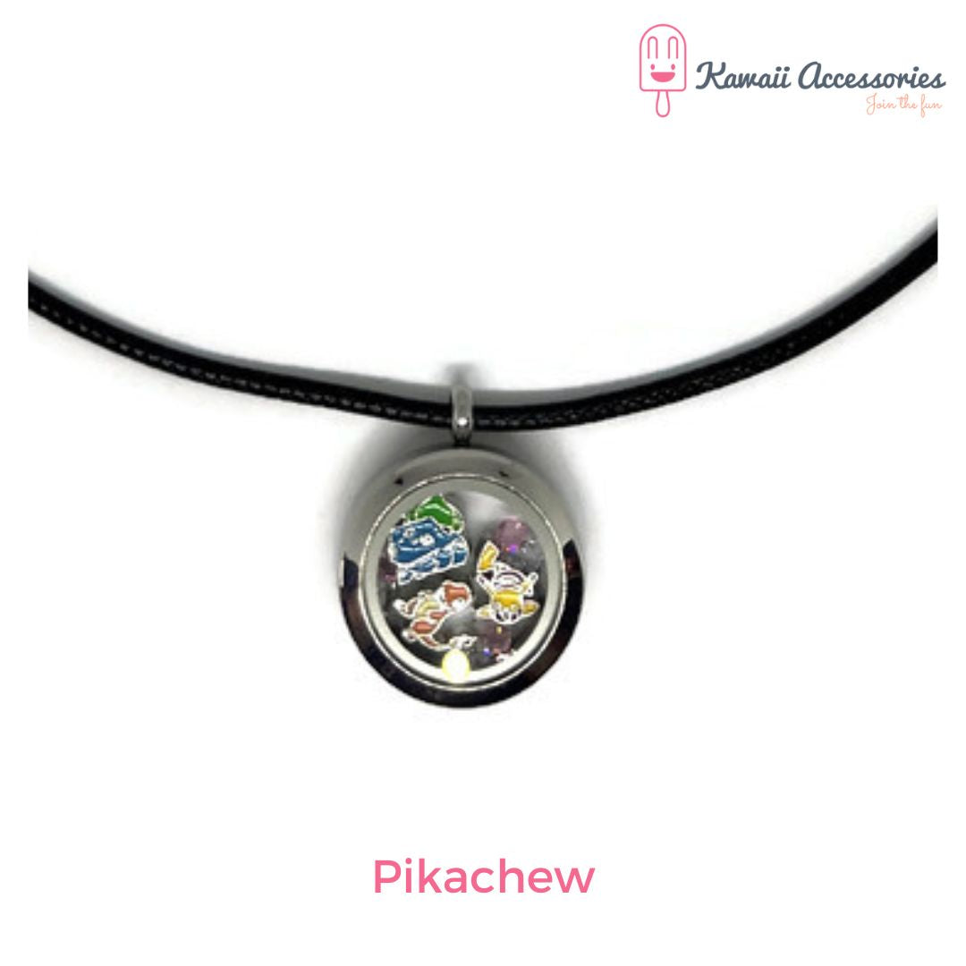 Medaillon ketting - locket gevuld met floating charms - Kawaii thema's