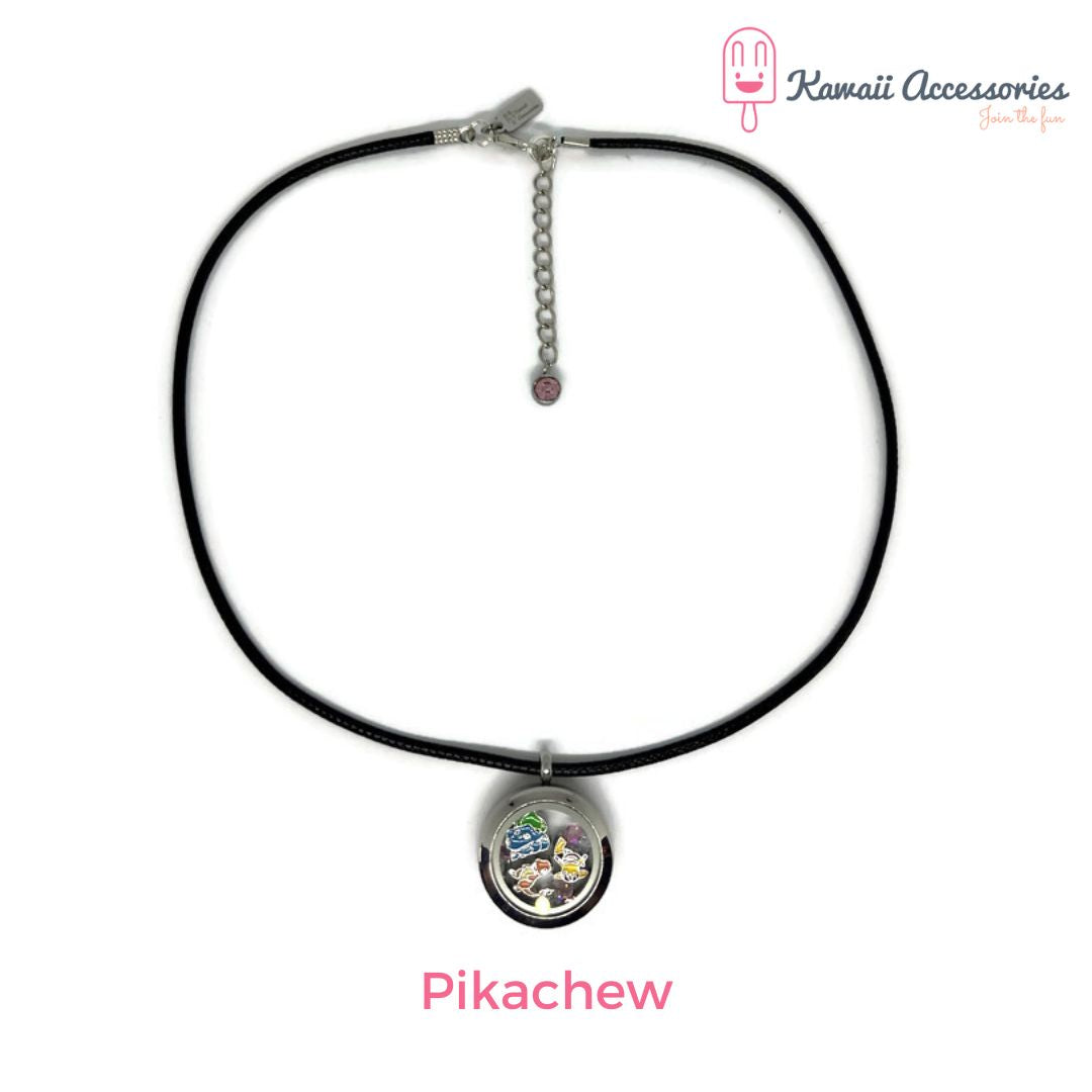 Medaillon ketting - locket gevuld met floating charms - Kawaii thema's