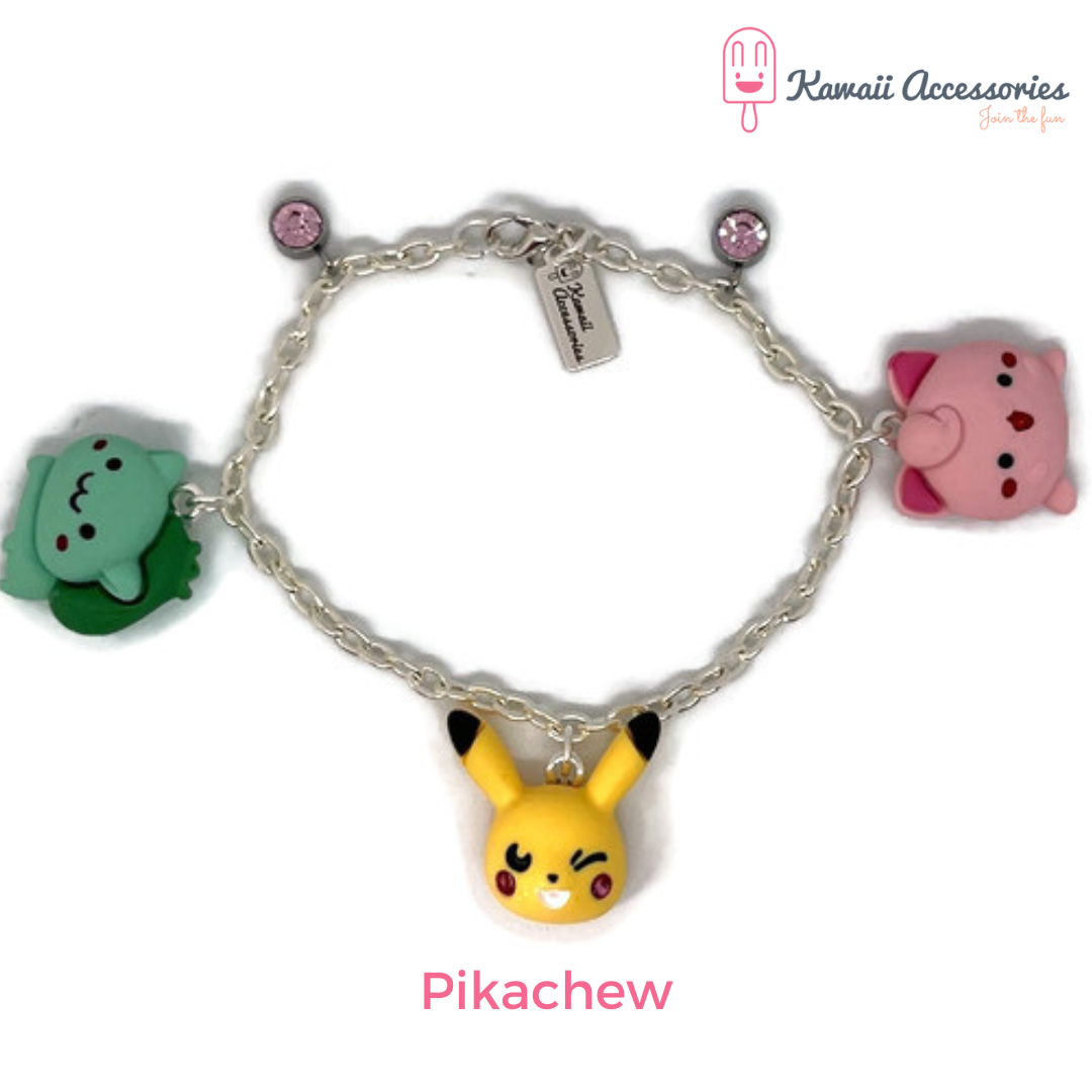Bedelarmband - verzilverd met hars bedels - Kawaii thema's