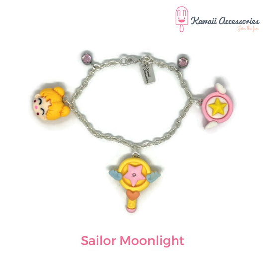 Bedelarmband - verzilverd met hars bedels - Kawaii thema's