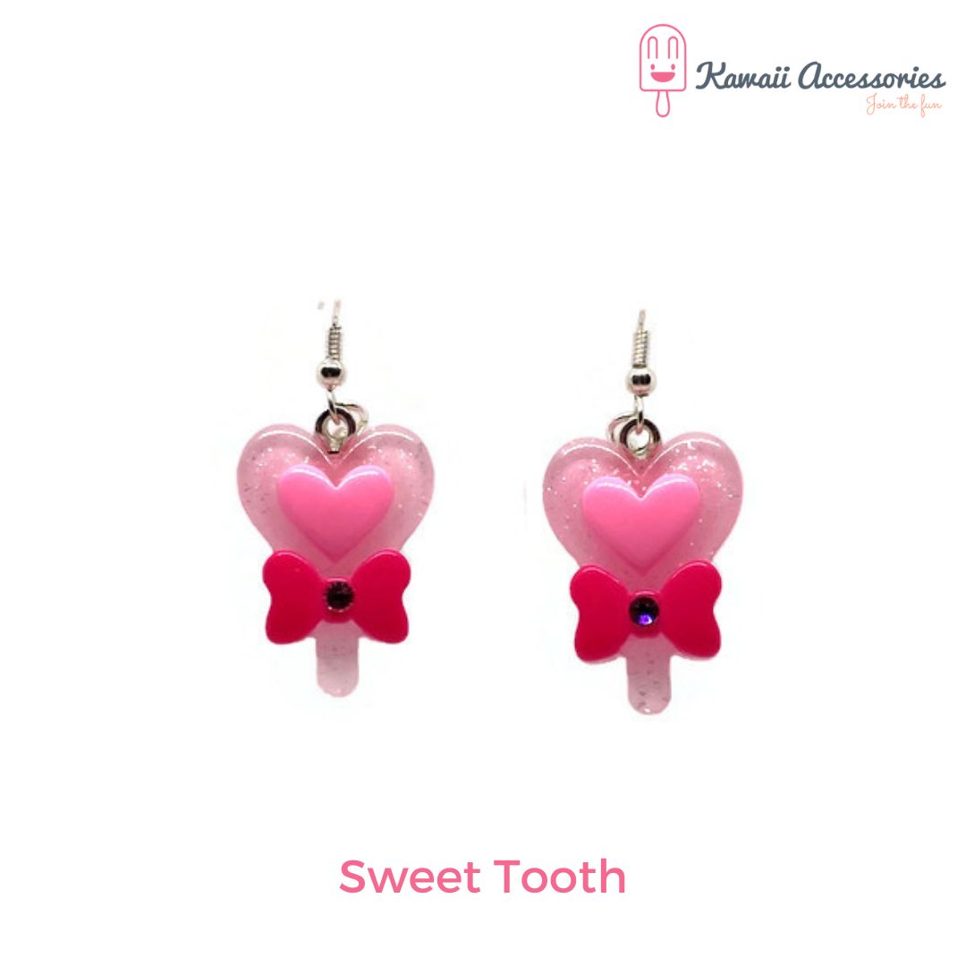 Oorbellen - verzilverd en met o.a. hars bedels - Kawaii style