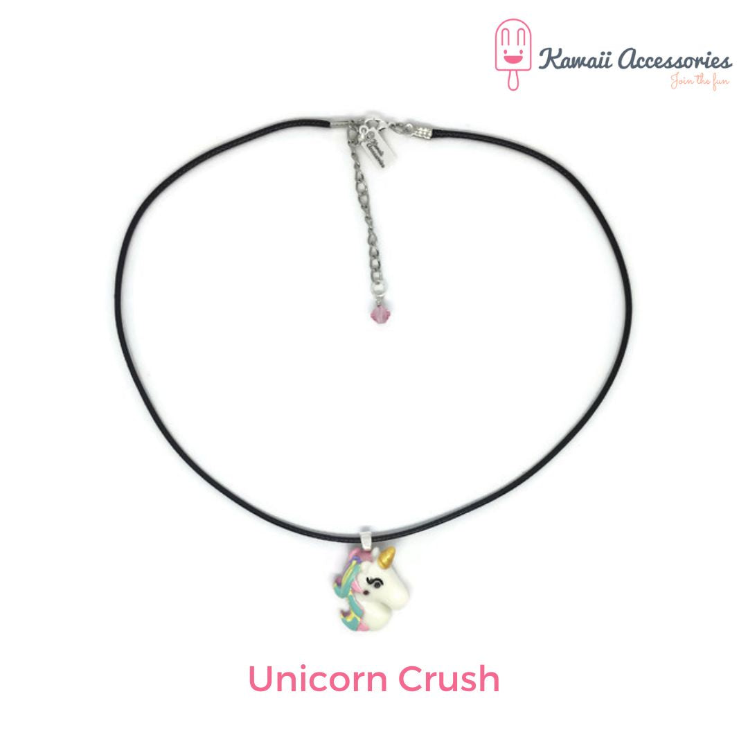 Ketting - verzilverde hangers met hars bedel - Kawaii styles