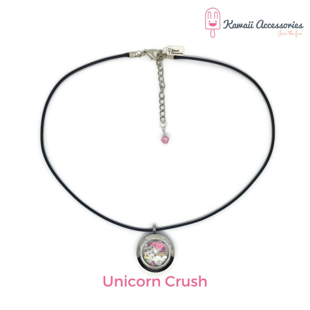 Medaillon ketting - locket gevuld met floating charms - Kawaii thema's
