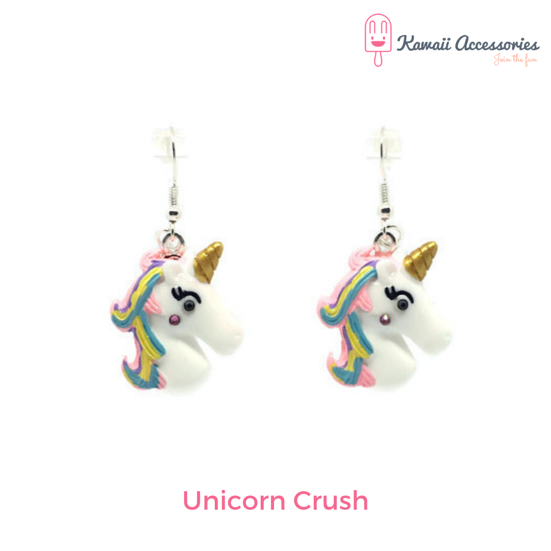 Oorbellen - verzilverd en met o.a. hars bedels - Kawaii style