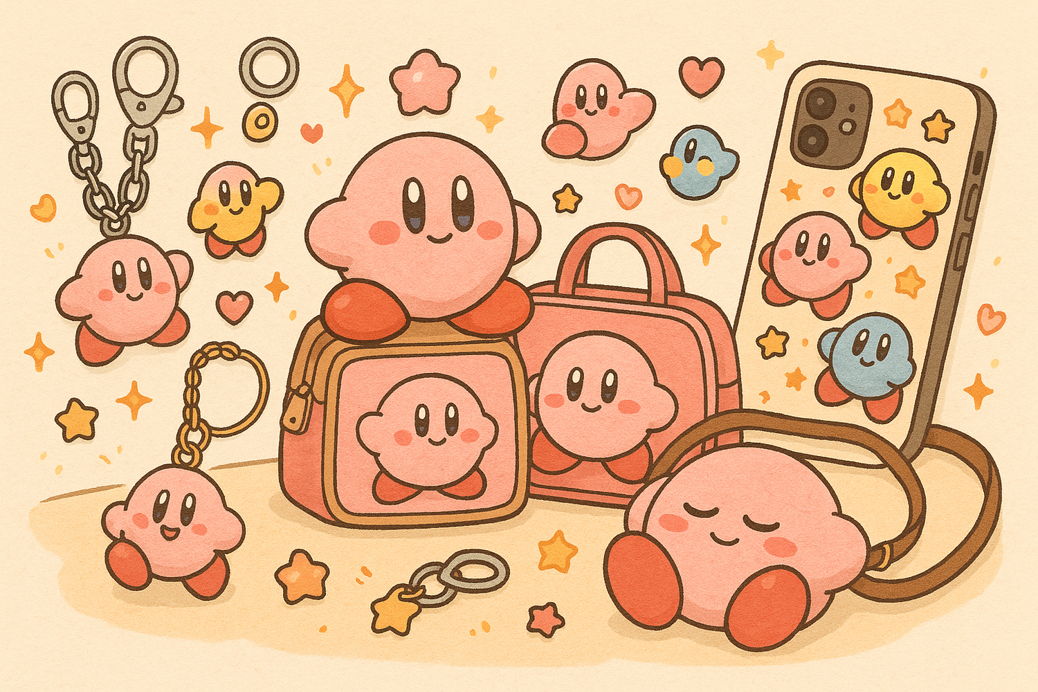 Handgemaakte Kirby sieraden en accessoires kleurrijk en kawaii