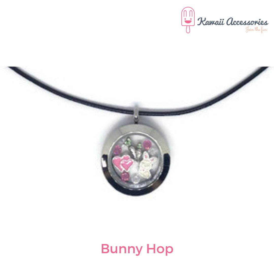 Medaillon ketting - locket gevuld met floating charms - Kawaii thema's