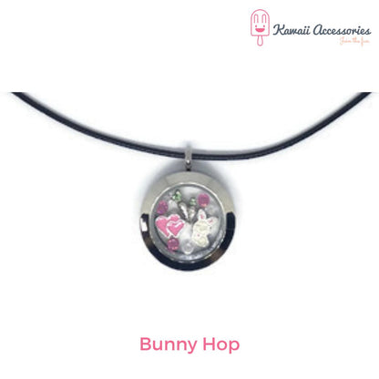 Medaillon ketting - locket gevuld met floating charms - Kawaii thema's