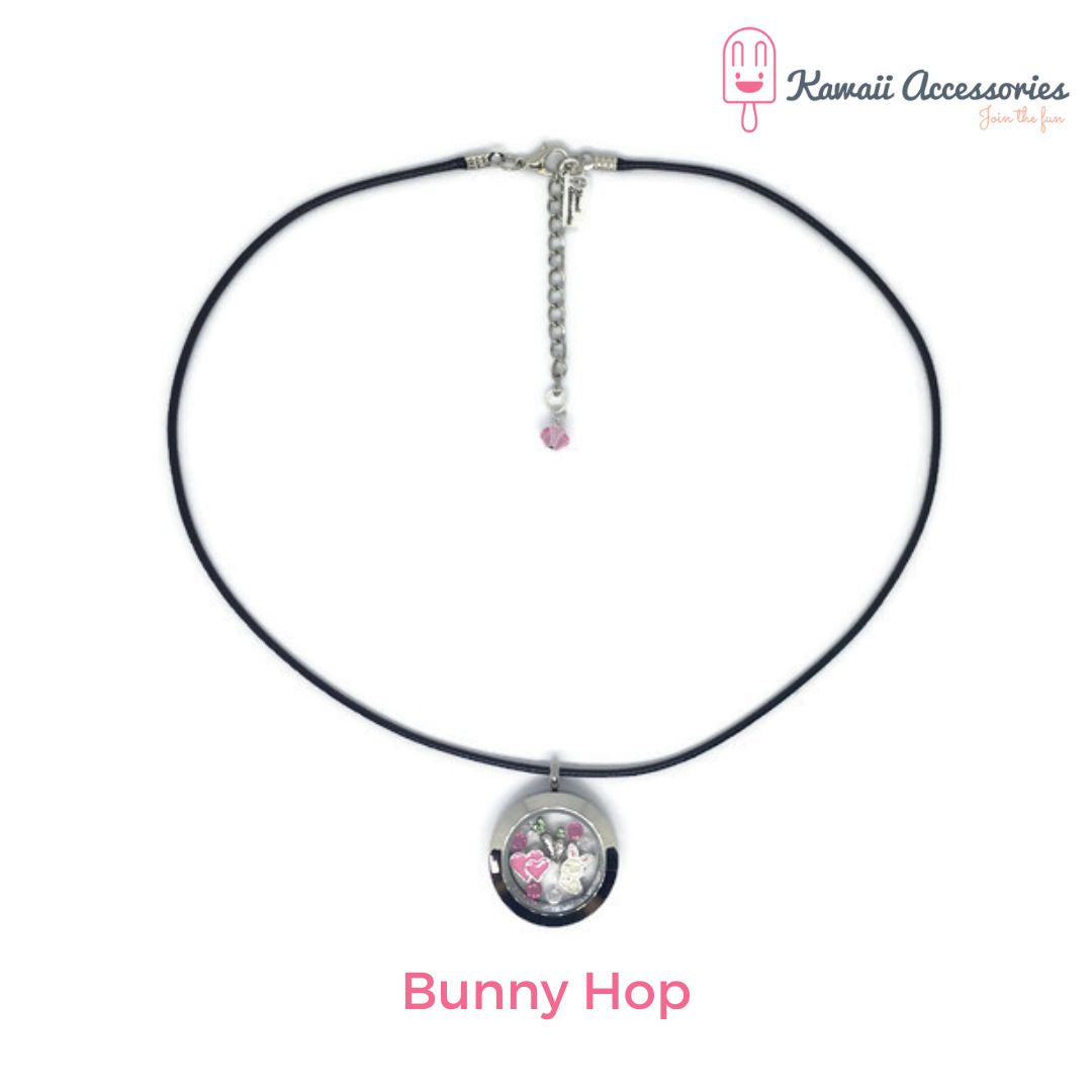 Medaillon ketting - locket gevuld met floating charms - Kawaii thema's