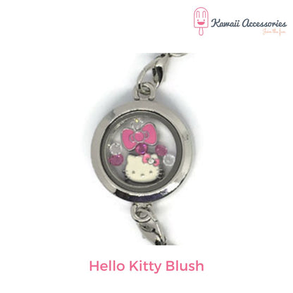 Medaillon armband - locket gevuld met floating charms - Kawaii thema's