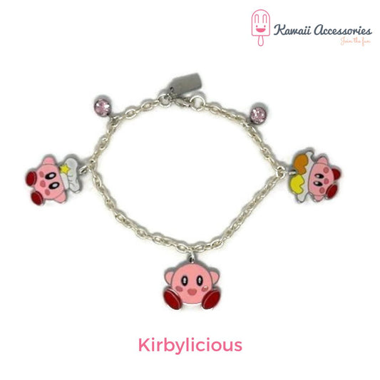 Bedelarmband - verzilverd met RVS bedels - Kawaii thema's