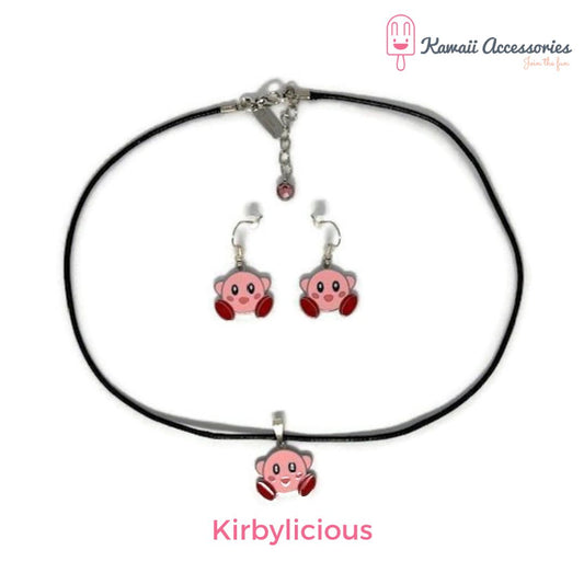 Sieradenset Kirbylicious - verzilverd met RVS bedels - kawaii style