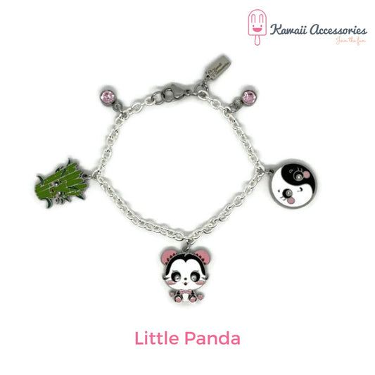 Bedelarmband - verzilverd met RVS bedels - Kawaii thema's