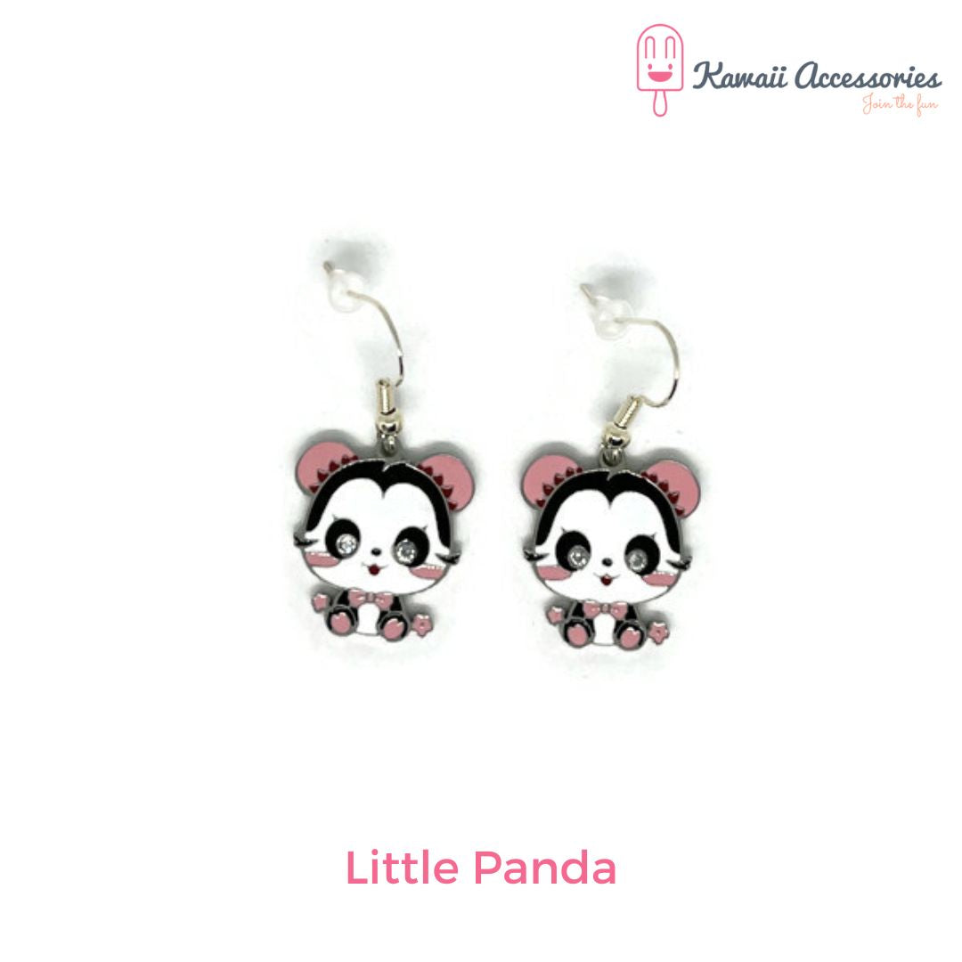 Oorbellen - verzilverd met RVS bedels - Kawaii style