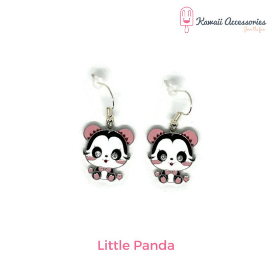 Oorbellen - verzilverd met RVS bedels - Kawaii style