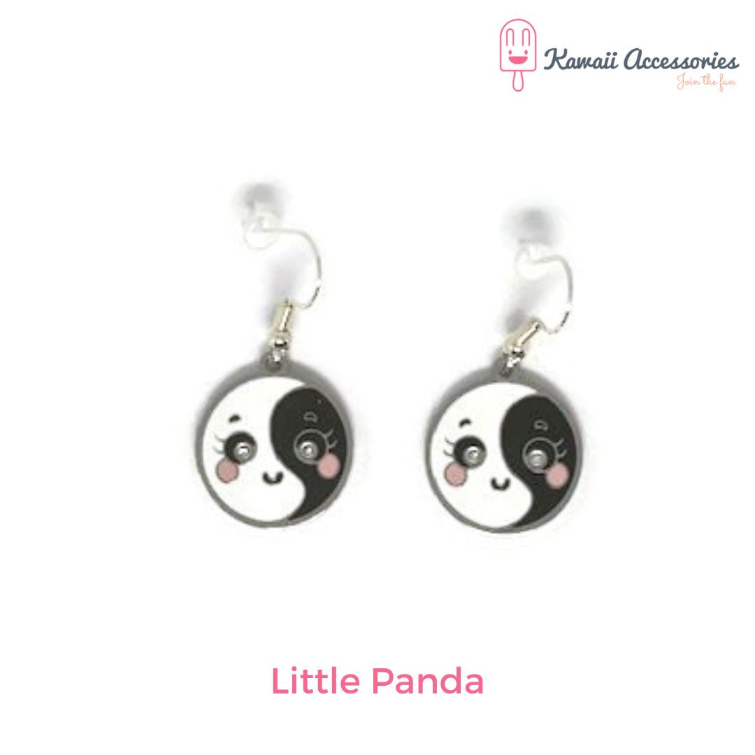 Oorbellen - verzilverd met RVS bedels - Kawaii style