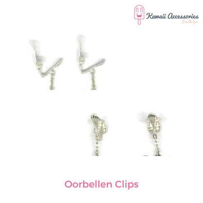 Oorbellen - verzilverd met RVS bedels - Kawaii style