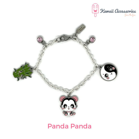 Bedelarmband - verzilverd met RVS bedels - Kawaii thema's