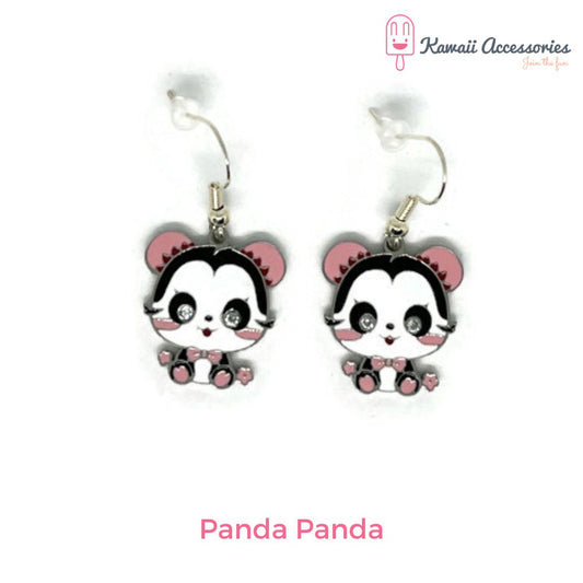 Oorbellen - verzilverd met RVS bedels - Kawaii style