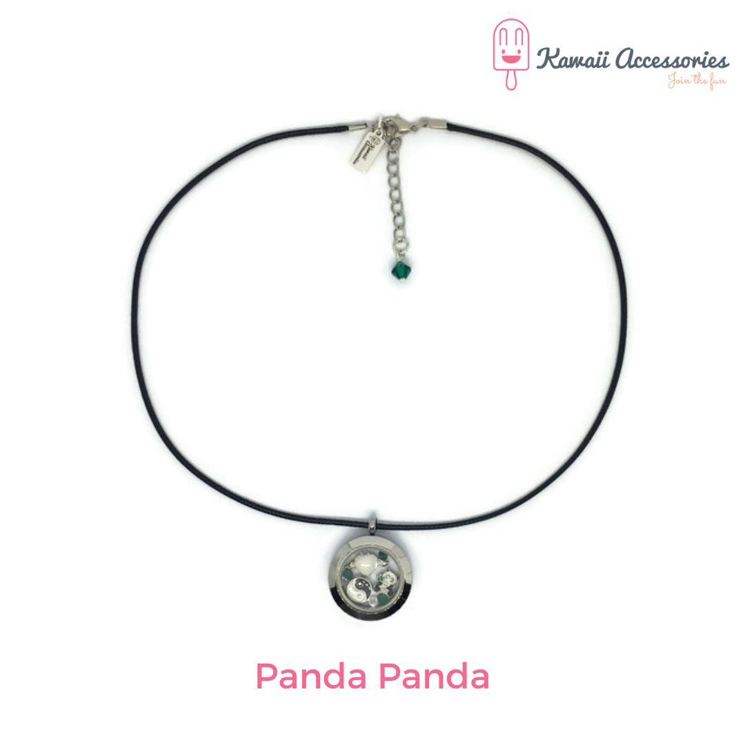 Medaillon ketting - locket gevuld met floating charms - Kawaii thema's