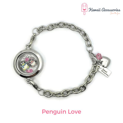 Medaillon armband - locket gevuld met floating charms - Kawaii thema's