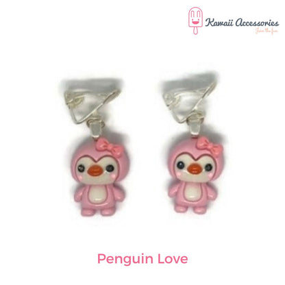 Oorbellen - verzilverd en met o.a. hars bedels - Kawaii style