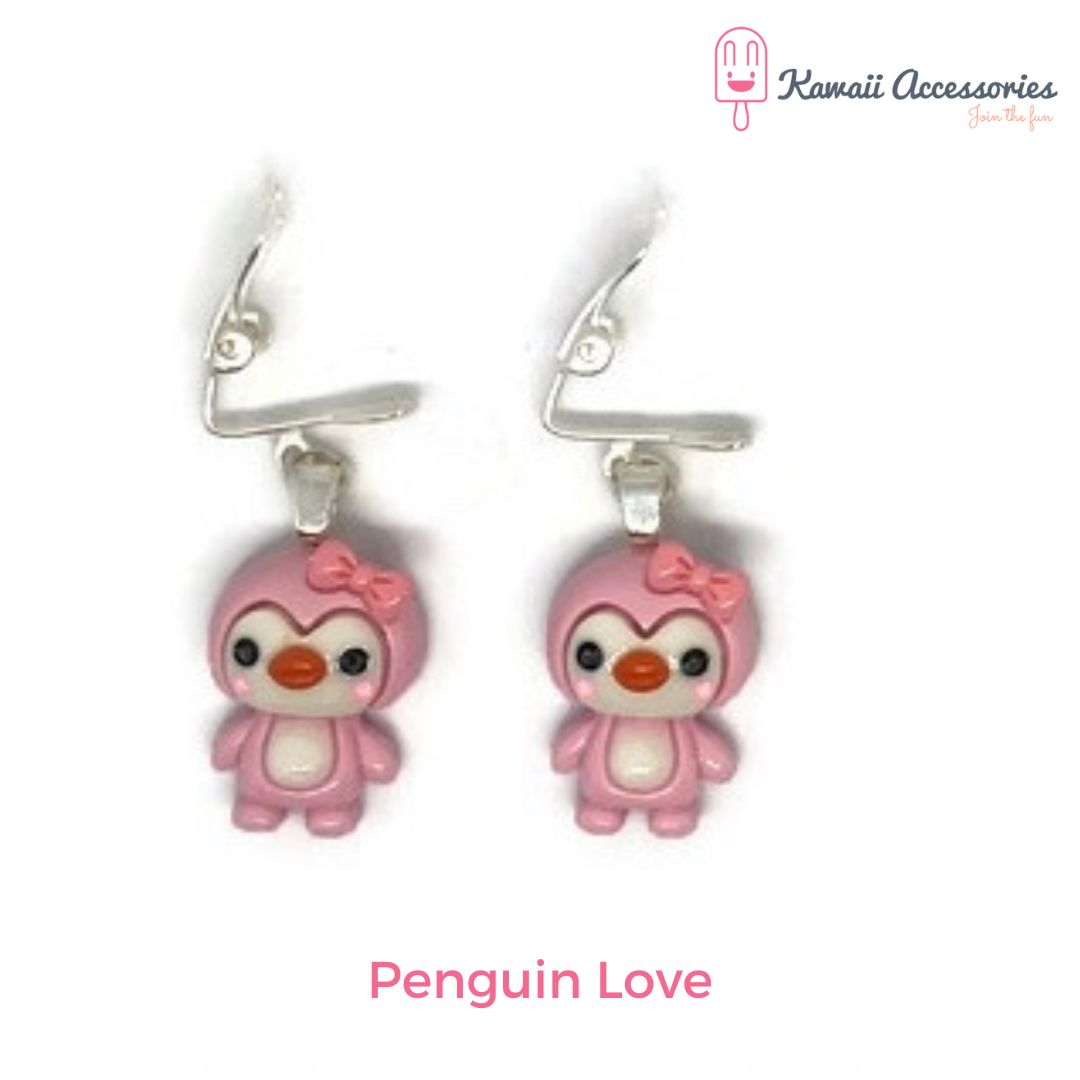 Oorbellen - verzilverd en met o.a. hars bedels - Kawaii style