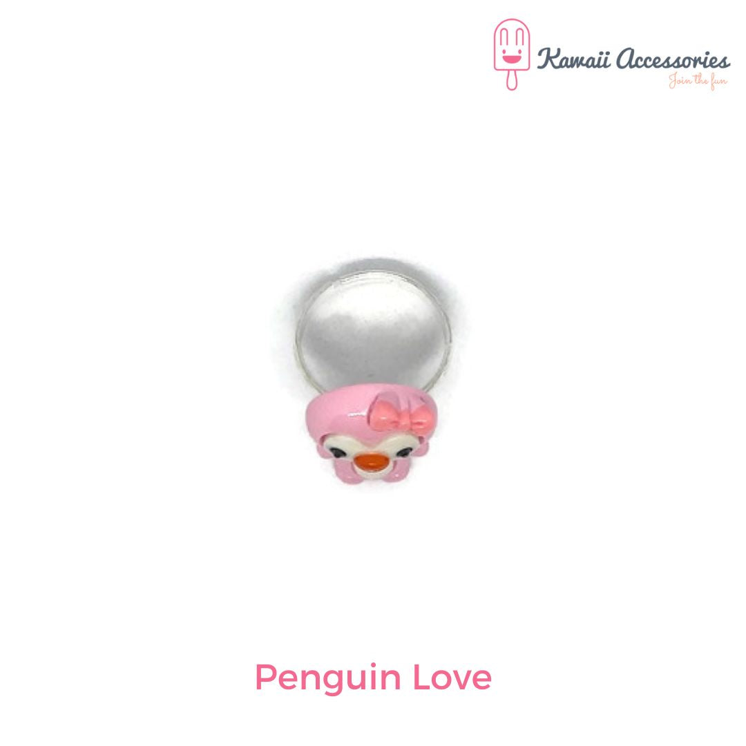 Ringen - verzilverd en verstelbaar - kawaii karakters
