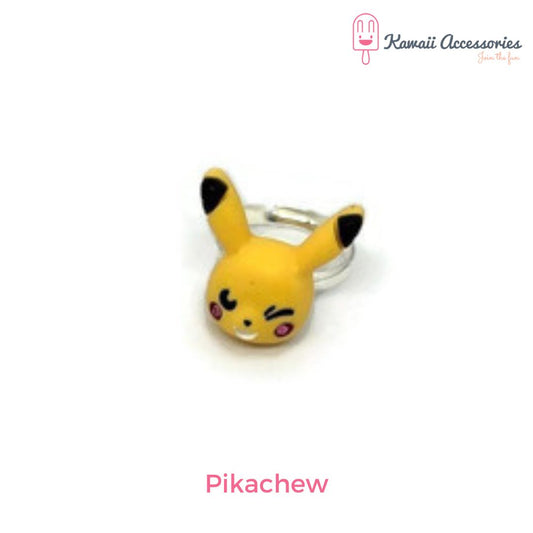 Ringen - verzilverd en verstelbaar - kawaii karakters