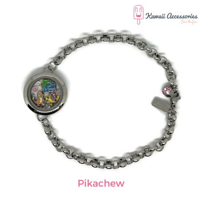 Medaillon armband - locket gevuld met floating charms - Kawaii thema's