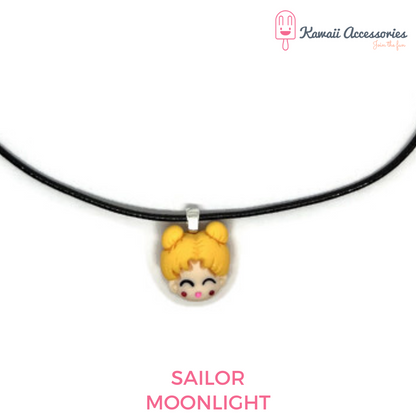 Ketting - verzilverde hangers met hars bedel - Kawaii styles