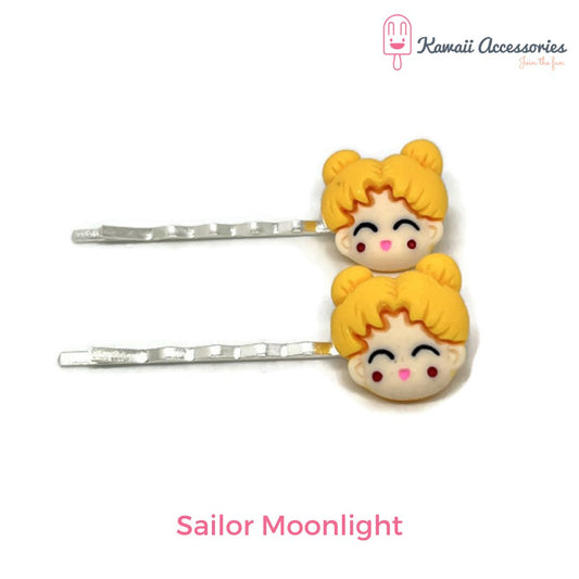 Haarspeldjes - verzilverd met hars figuurtjes - kawaii karakters