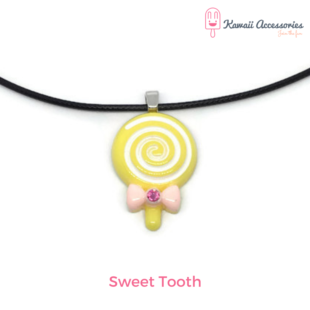 Ketting - verzilverde hangers met hars bedel - Kawaii styles