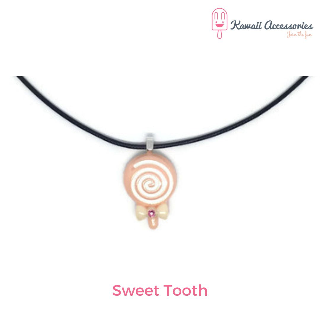 Ketting - verzilverde hangers met hars bedel - Kawaii styles