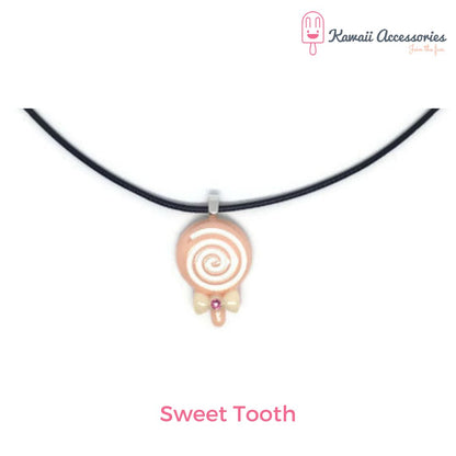 Ketting - verzilverde hangers met hars bedel - Kawaii styles