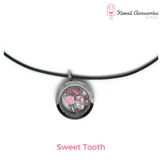 Medaillon ketting - locket gevuld met floating charms - Kawaii thema's