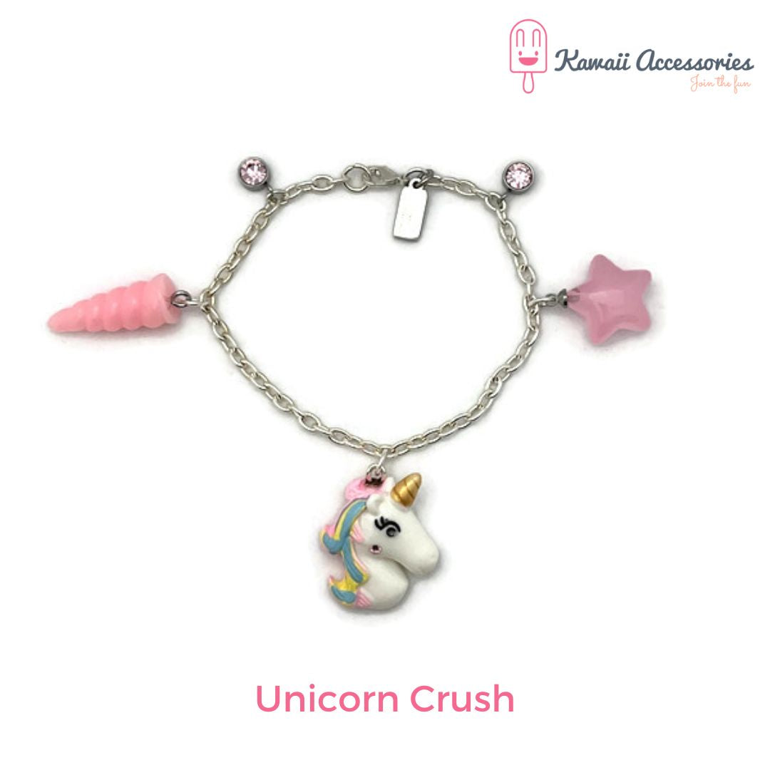 Bedelarmband - verzilverd met hars bedels - Kawaii thema's