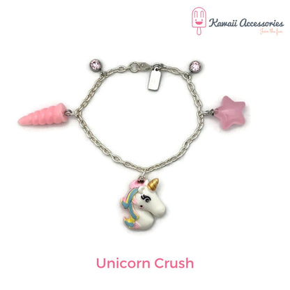 Bedelarmband - verzilverd met hars bedels - Kawaii thema's