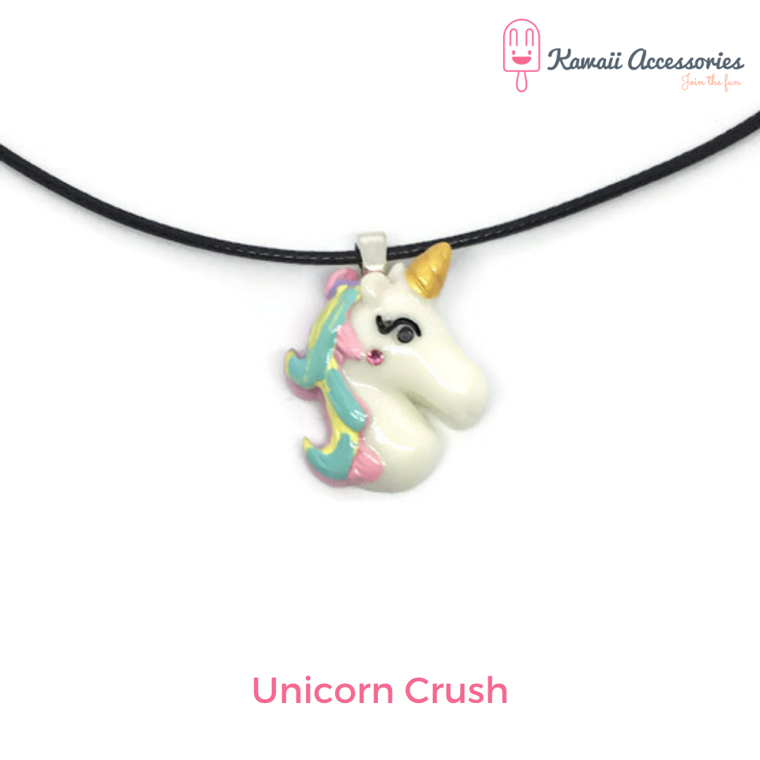 Ketting - verzilverde hangers met hars bedel - Kawaii styles