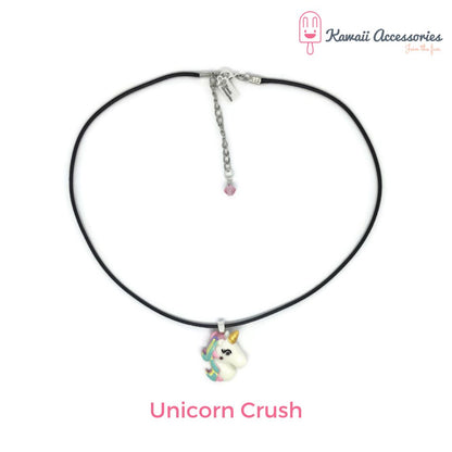 Ketting - verzilverde hangers met hars bedel - Kawaii styles