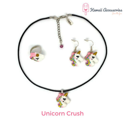 Sieradensets - verzilverd met hars bedels - kawaii thema